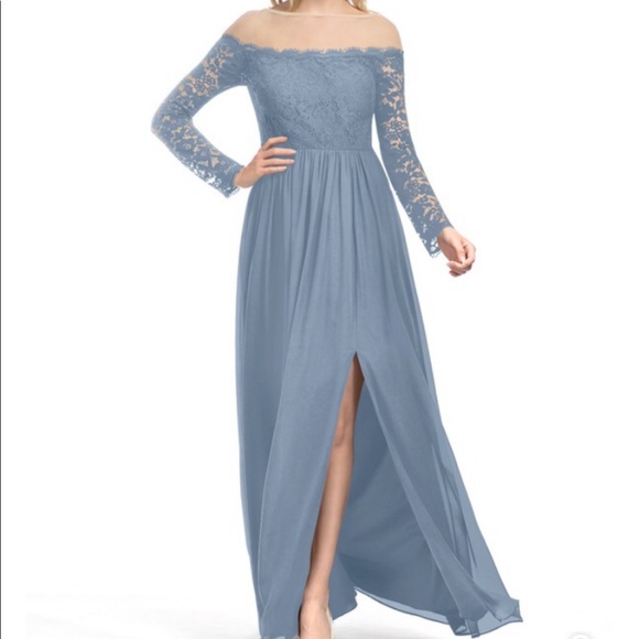 Off-The-Shoulder Lace Azazie Formal Dress - Picture 6 of 6